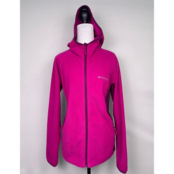 Columbia Fuchsia Pink Full Zip Fleece Hoodie Women’s Size XL - Picture 1 of 12